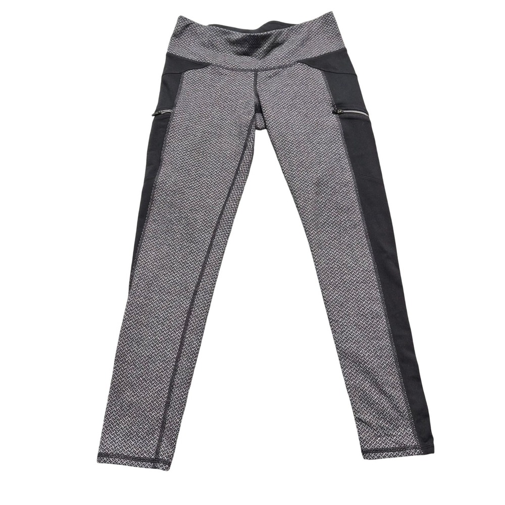 Leggings Womens Size S Gray Athleta Herringbone Zipper Pocket‎ Activewear